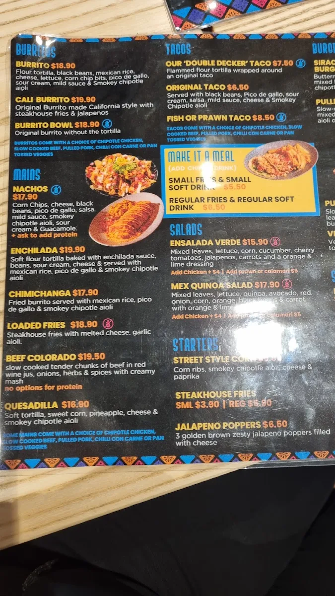 Menu, Hola Mexico QV Melbourne