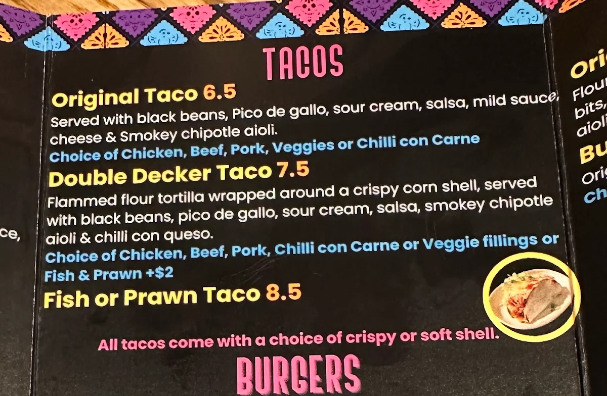 Menu, Hola Mexico QV Melbourne