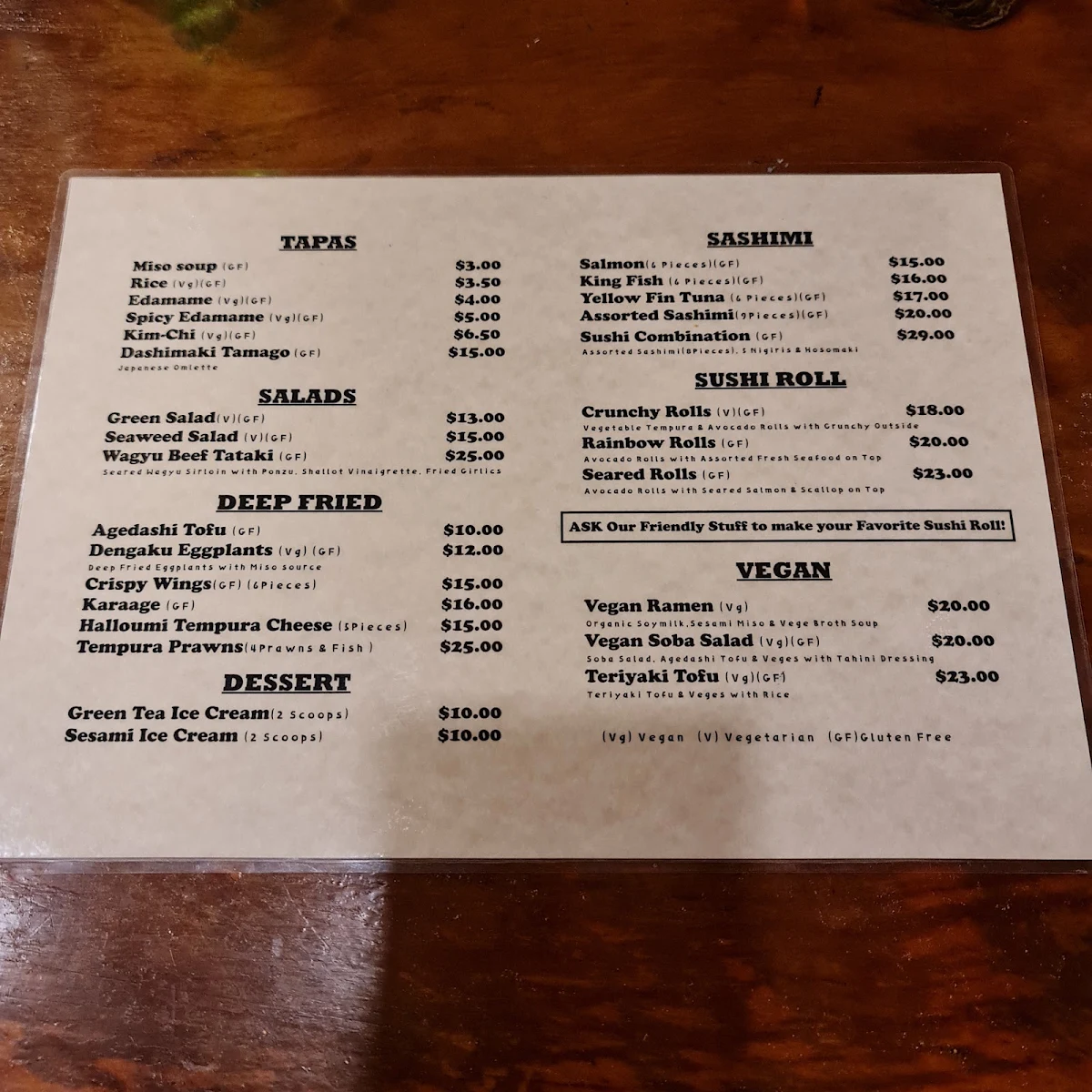 Menu, Kura Byron Bay