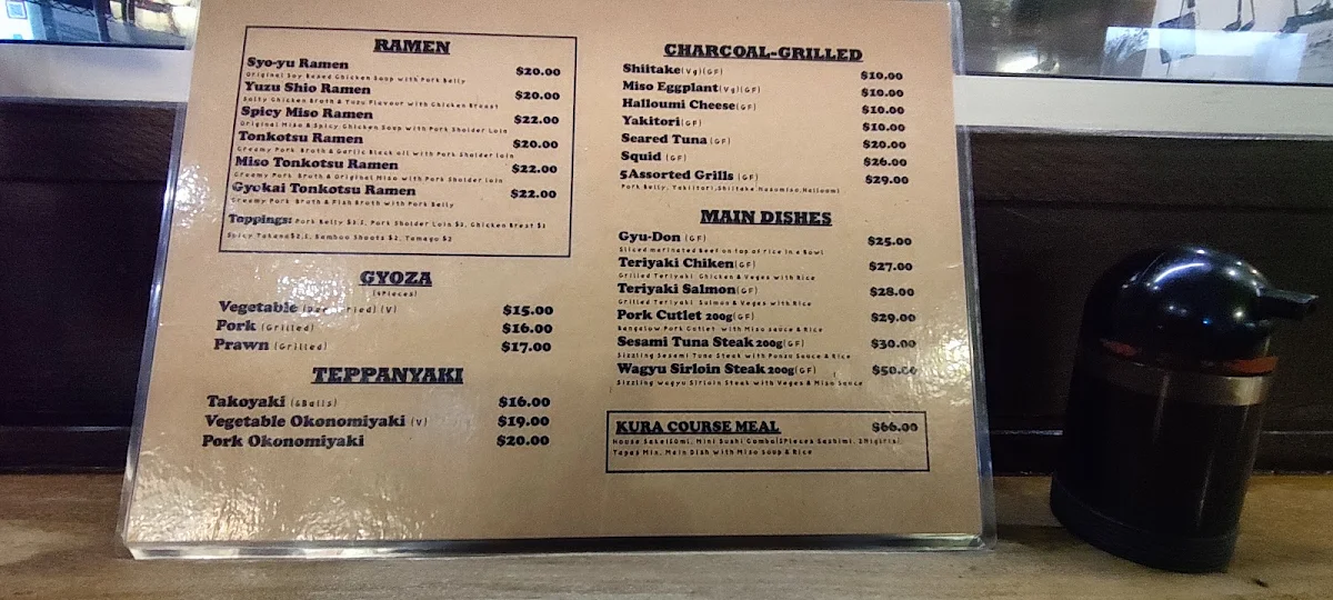 Menu, Kura Byron Bay