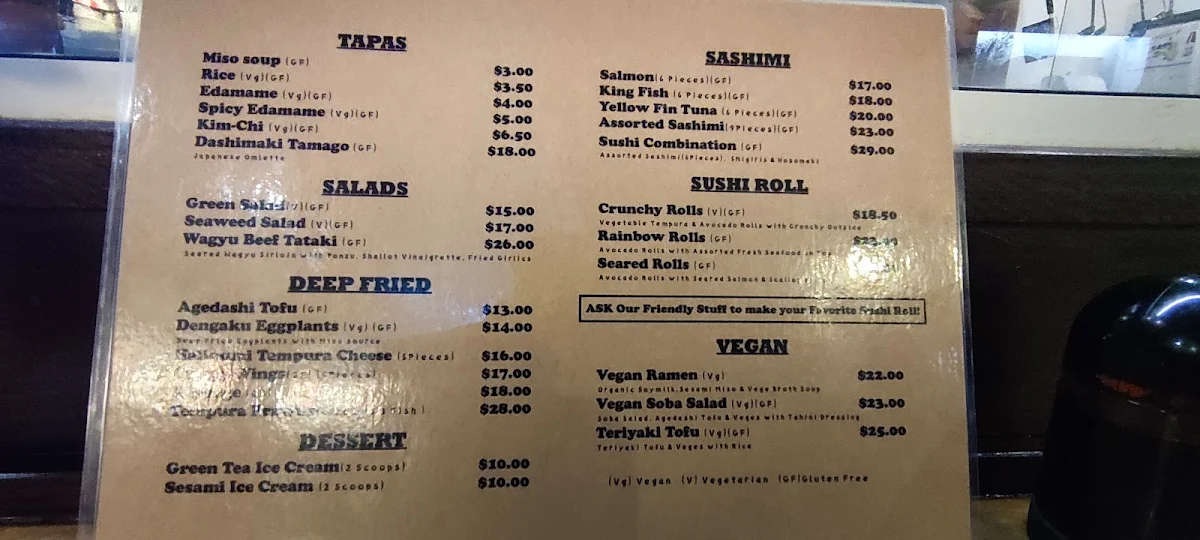 Menu, Kura Byron Bay