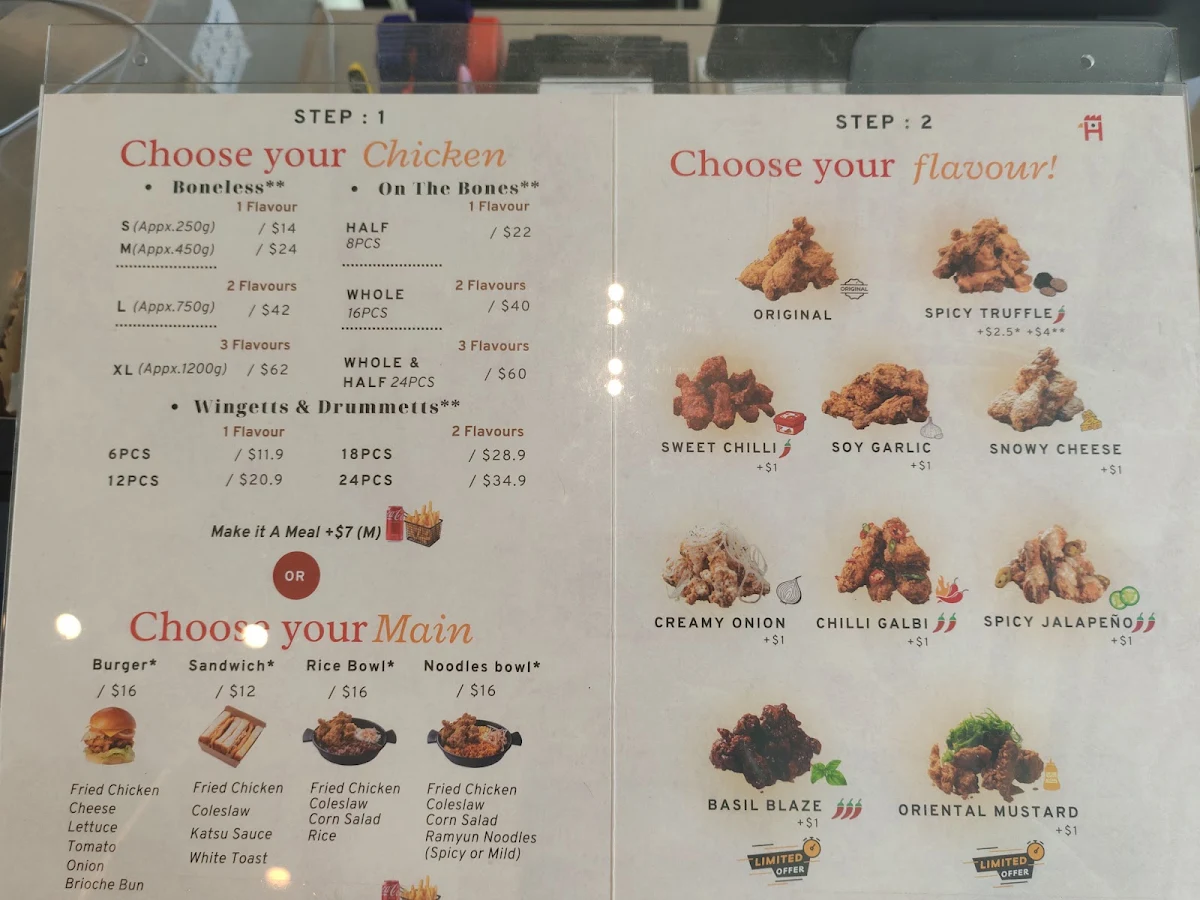 Menu, Haysung Korean Fried Chicken Springvale