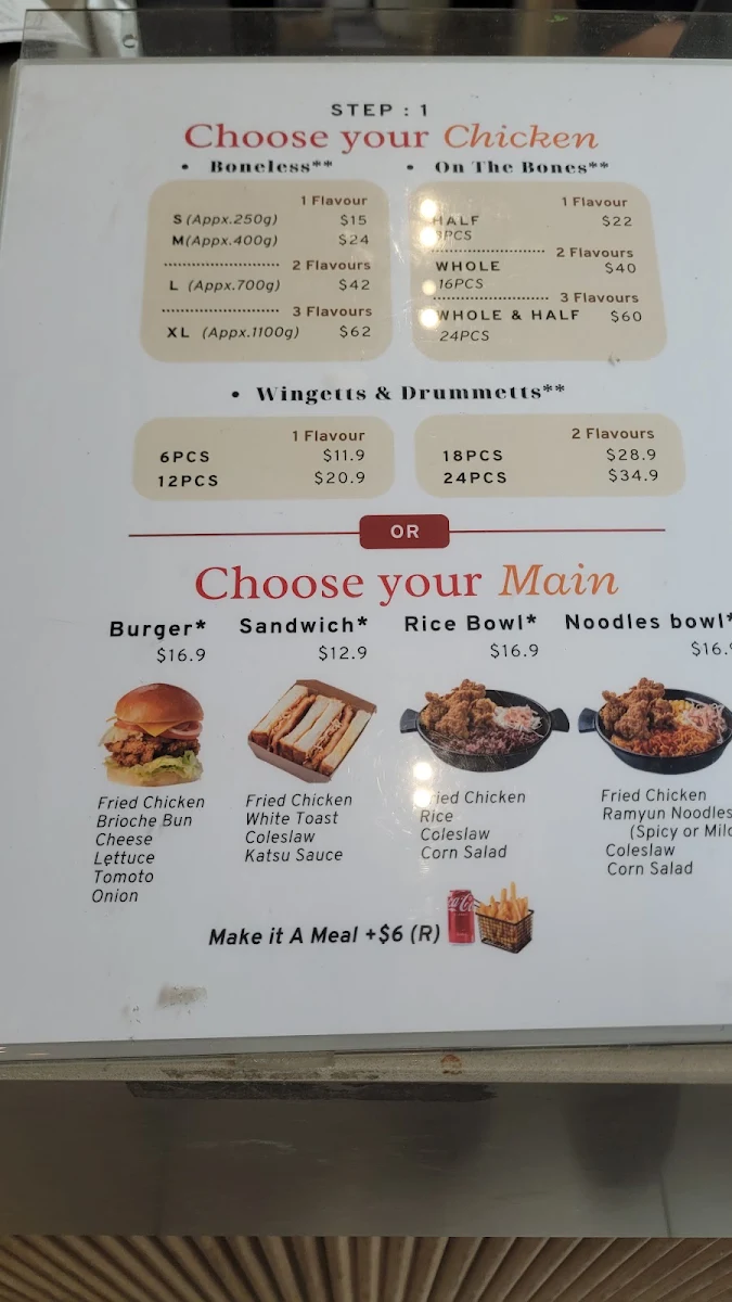 Menu, Haysung Korean Fried Chicken Springvale