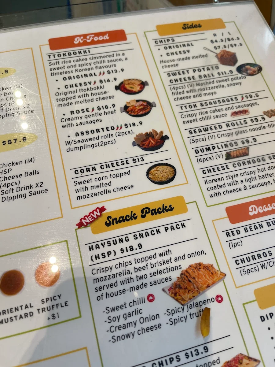Menu, Haysung Korean Fried Chicken Springvale