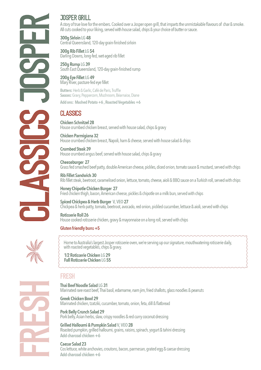 Menu, Grand View Hotel