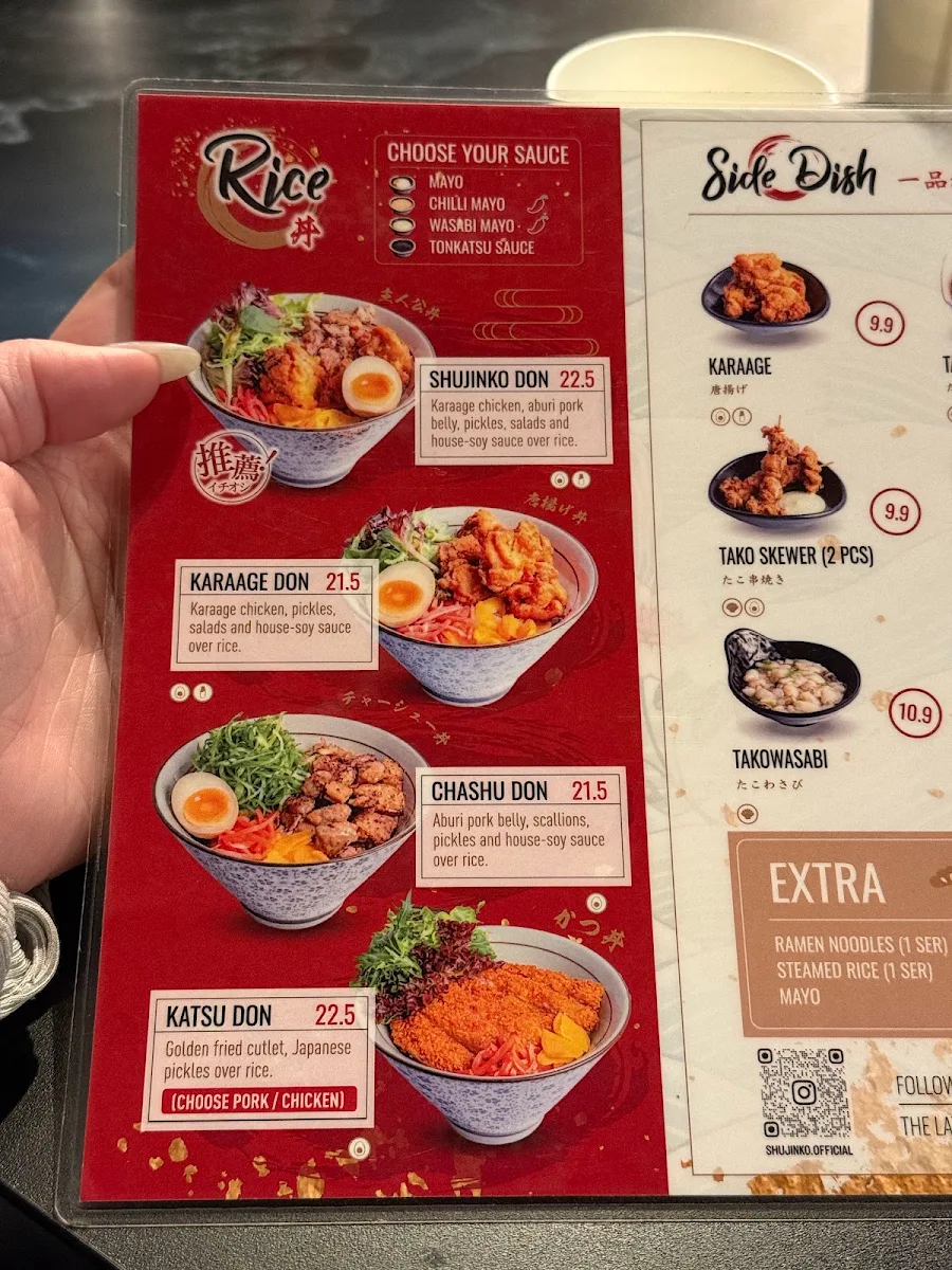 Menu, Shujinko Ramen Elizabeth