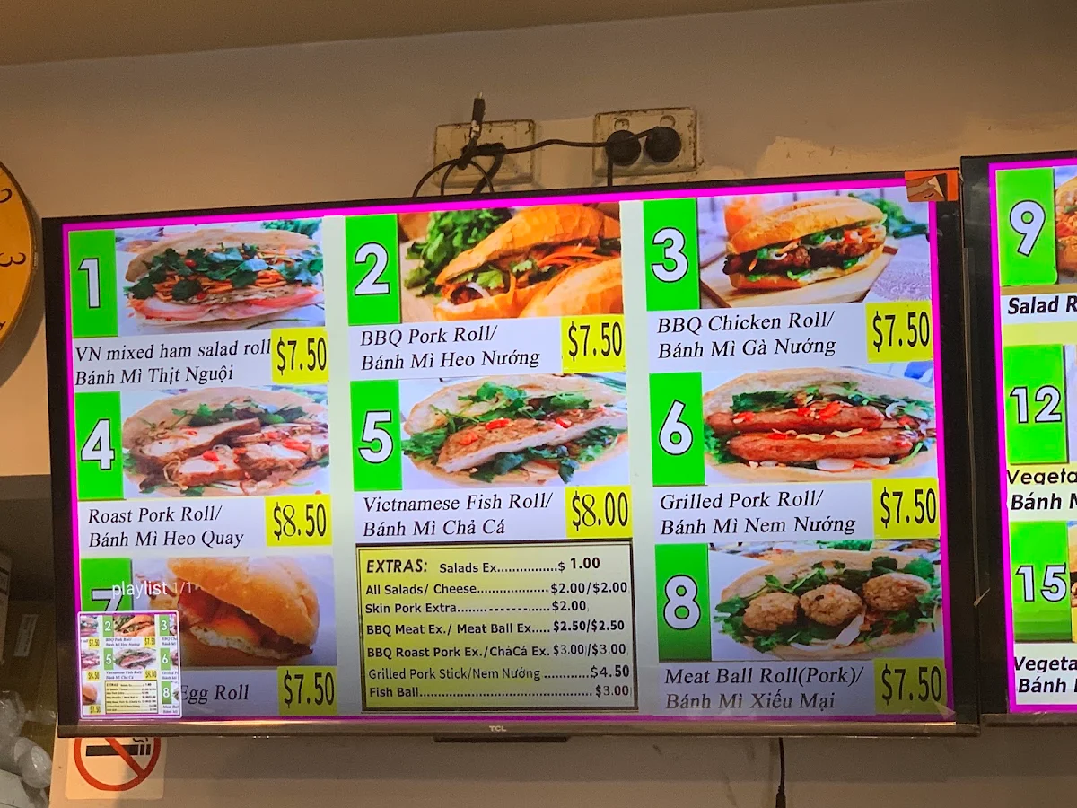 Menu, Thy's Sandwiches