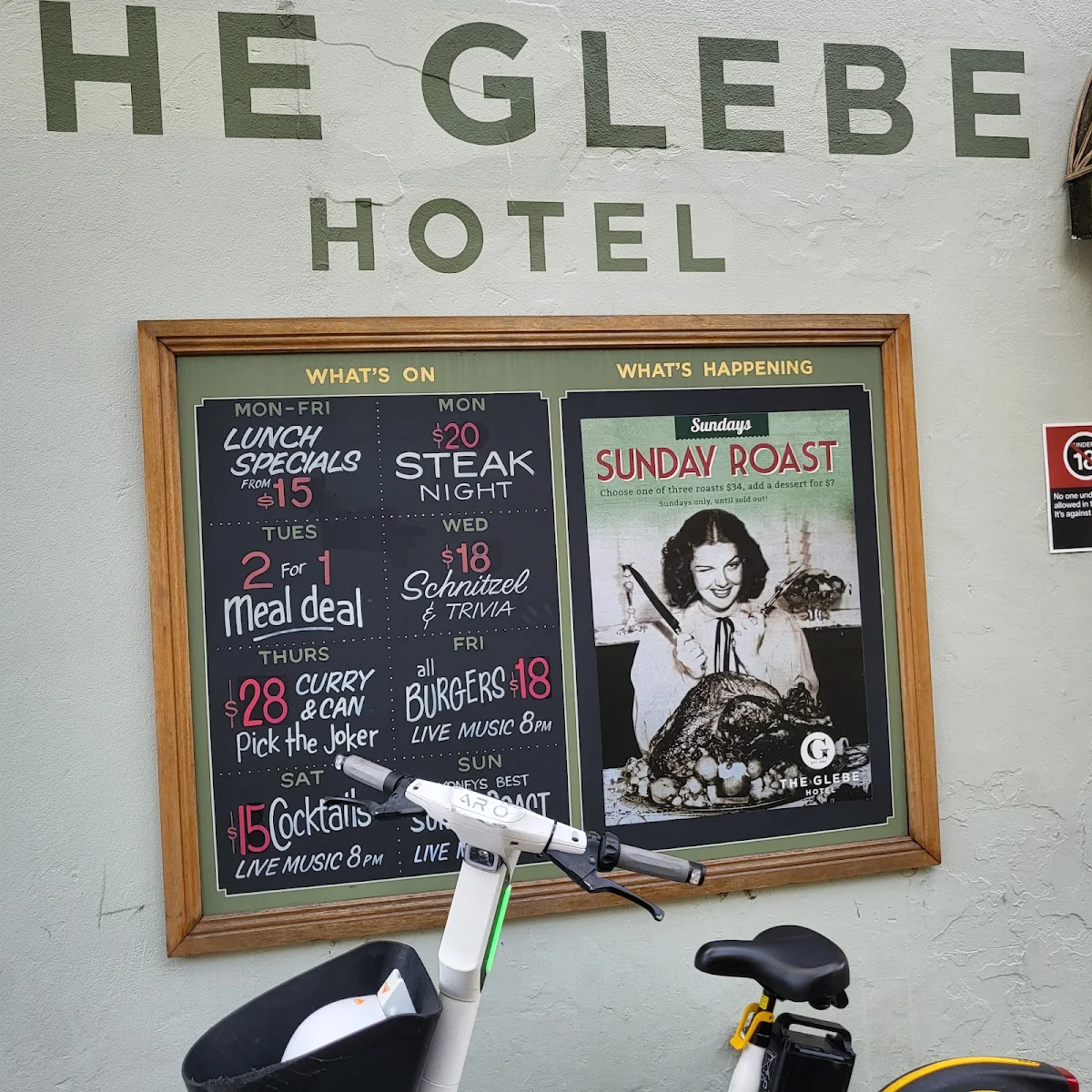 Menu, The Glebe Hotel