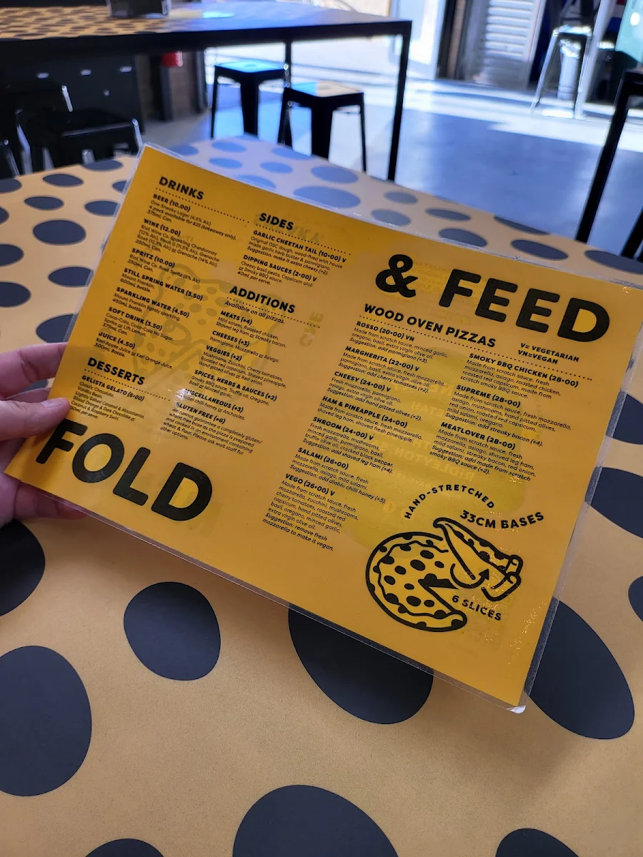 Menu, One Sneaky Cheetah - Ridleyton