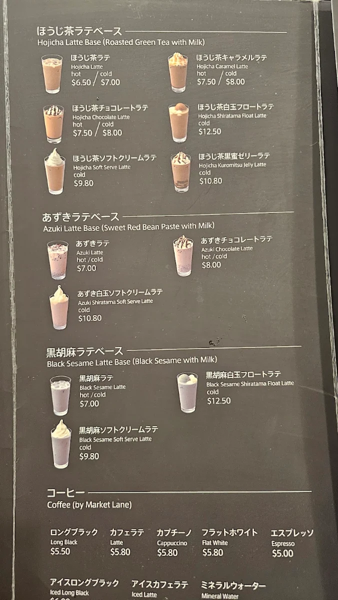 Menu, Nana's Green Tea Swanston