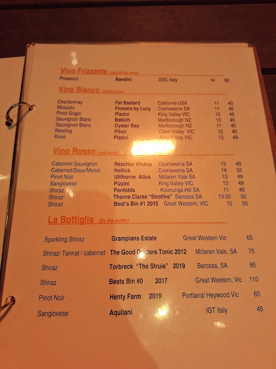 Menu, Bojangles Pizza Restaurant