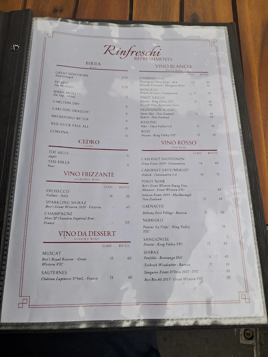 Menu, Bojangles Pizza Restaurant