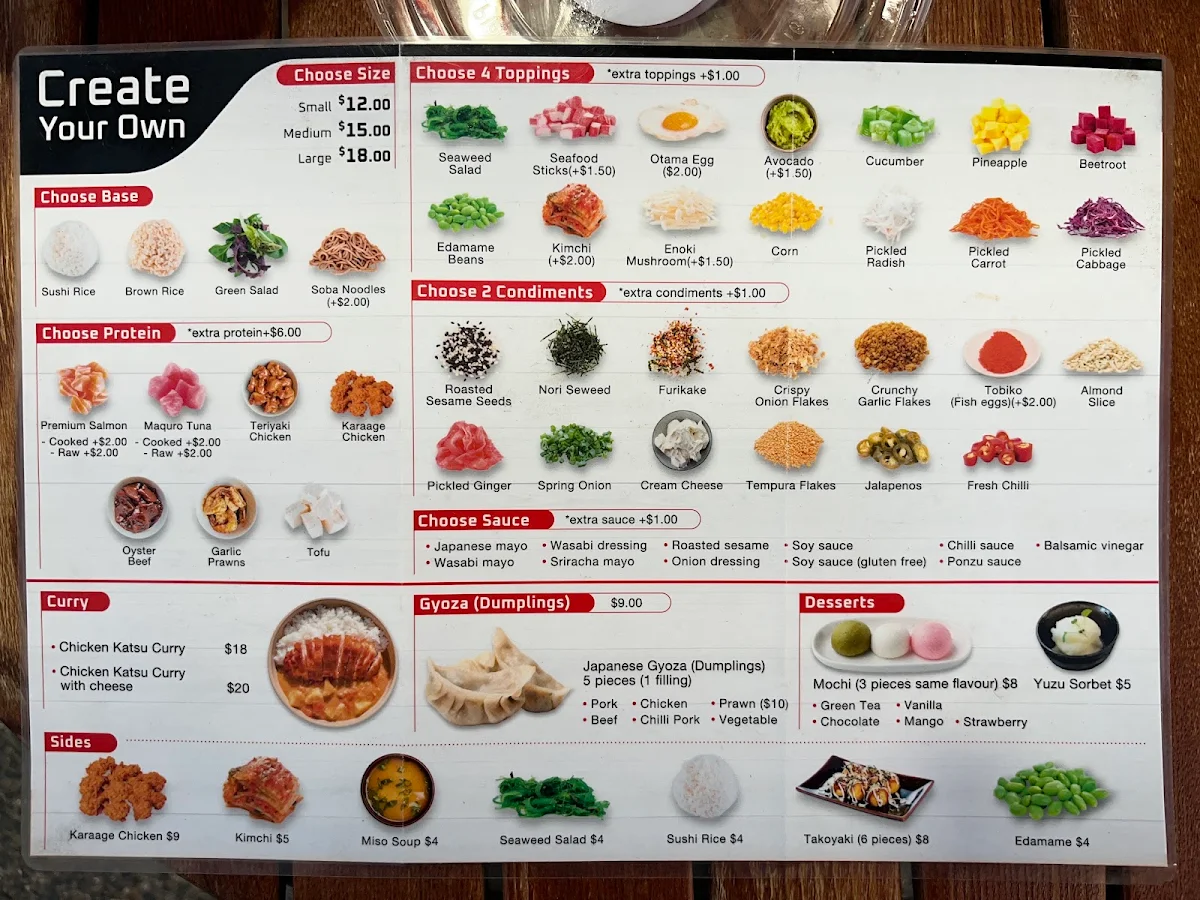 Menu, Genki Poké Moss Vale