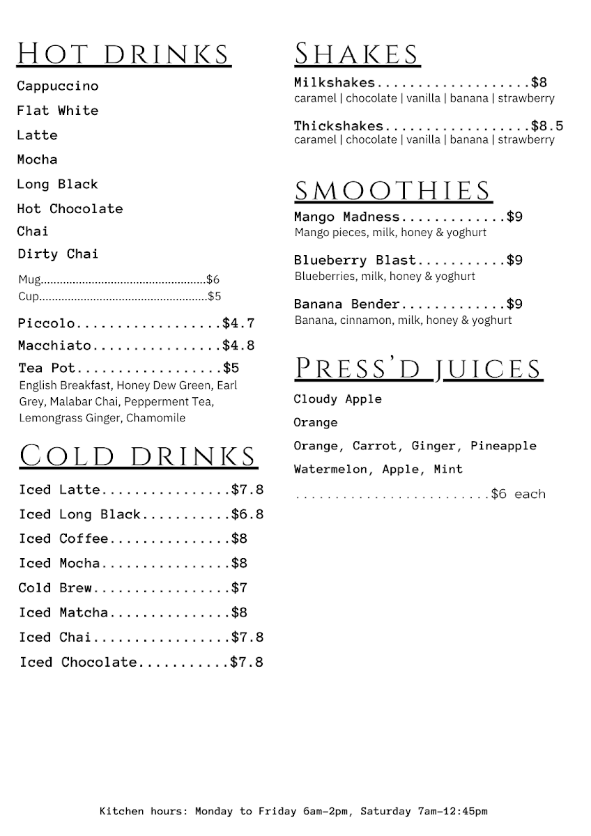 Menu, Neutral Grounds