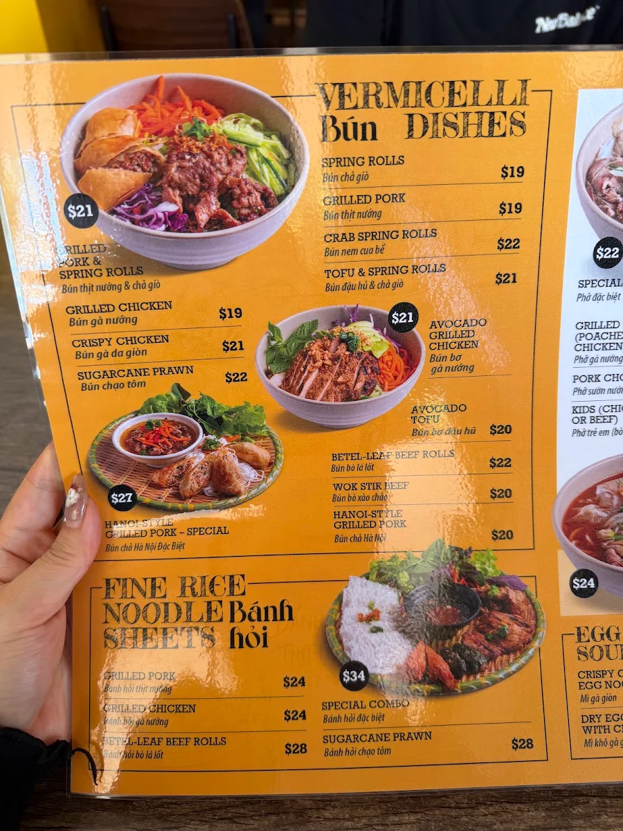 Menu, Kim Long Vietnamese Eatery