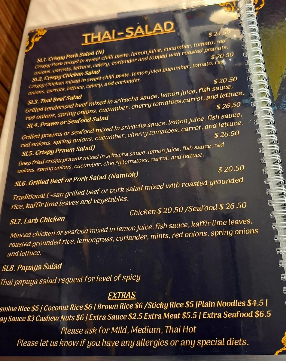 Menu, Thai Smile Restaurant