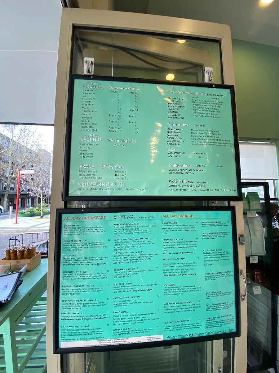 Menu, Fresh Crows Nest Cafe