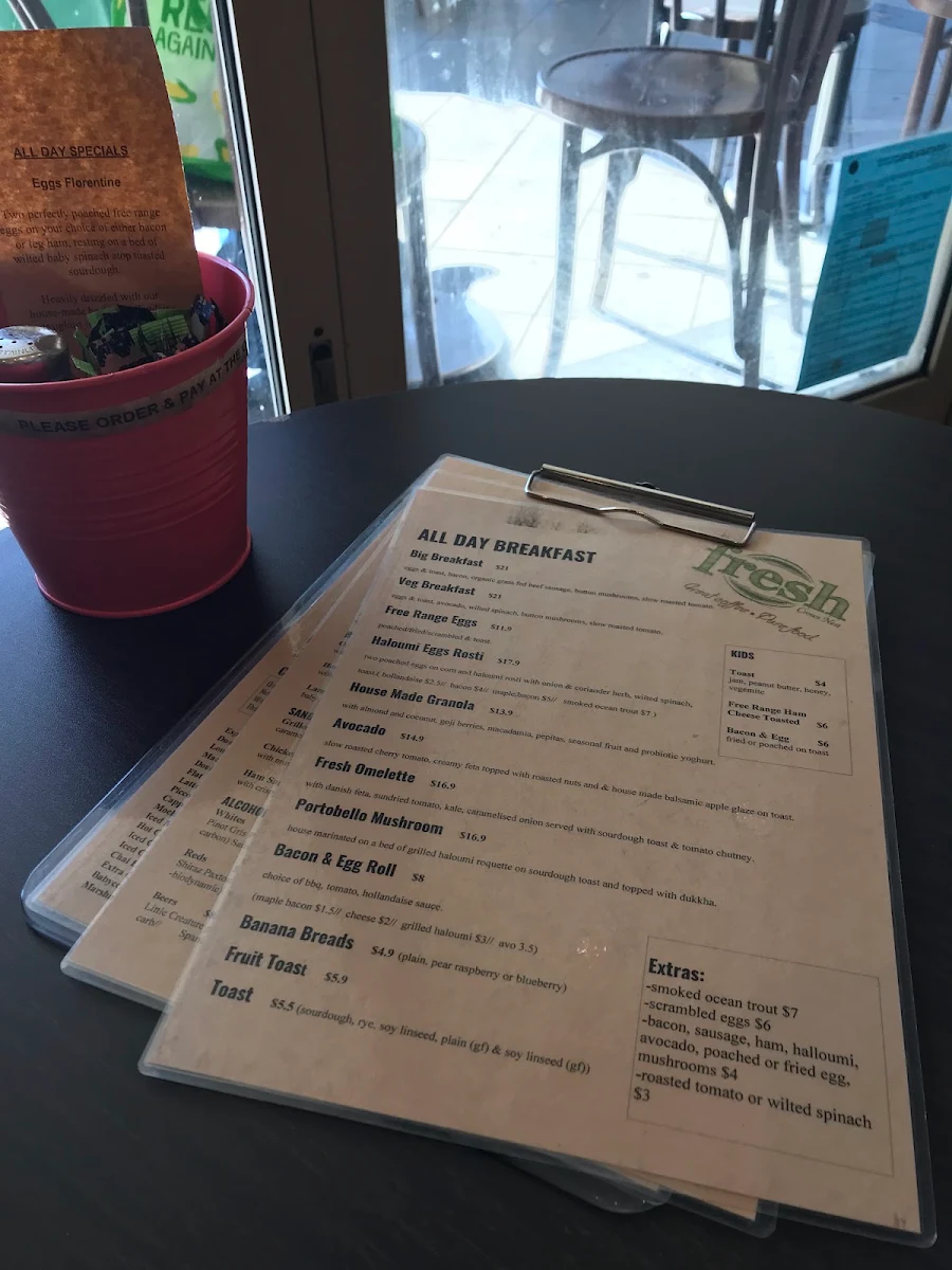 Menu, Fresh Crows Nest Cafe