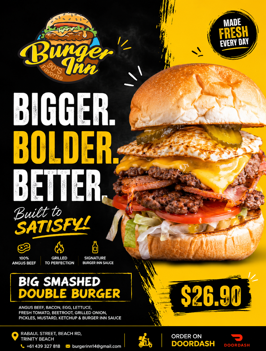 Menu, Burger Inn