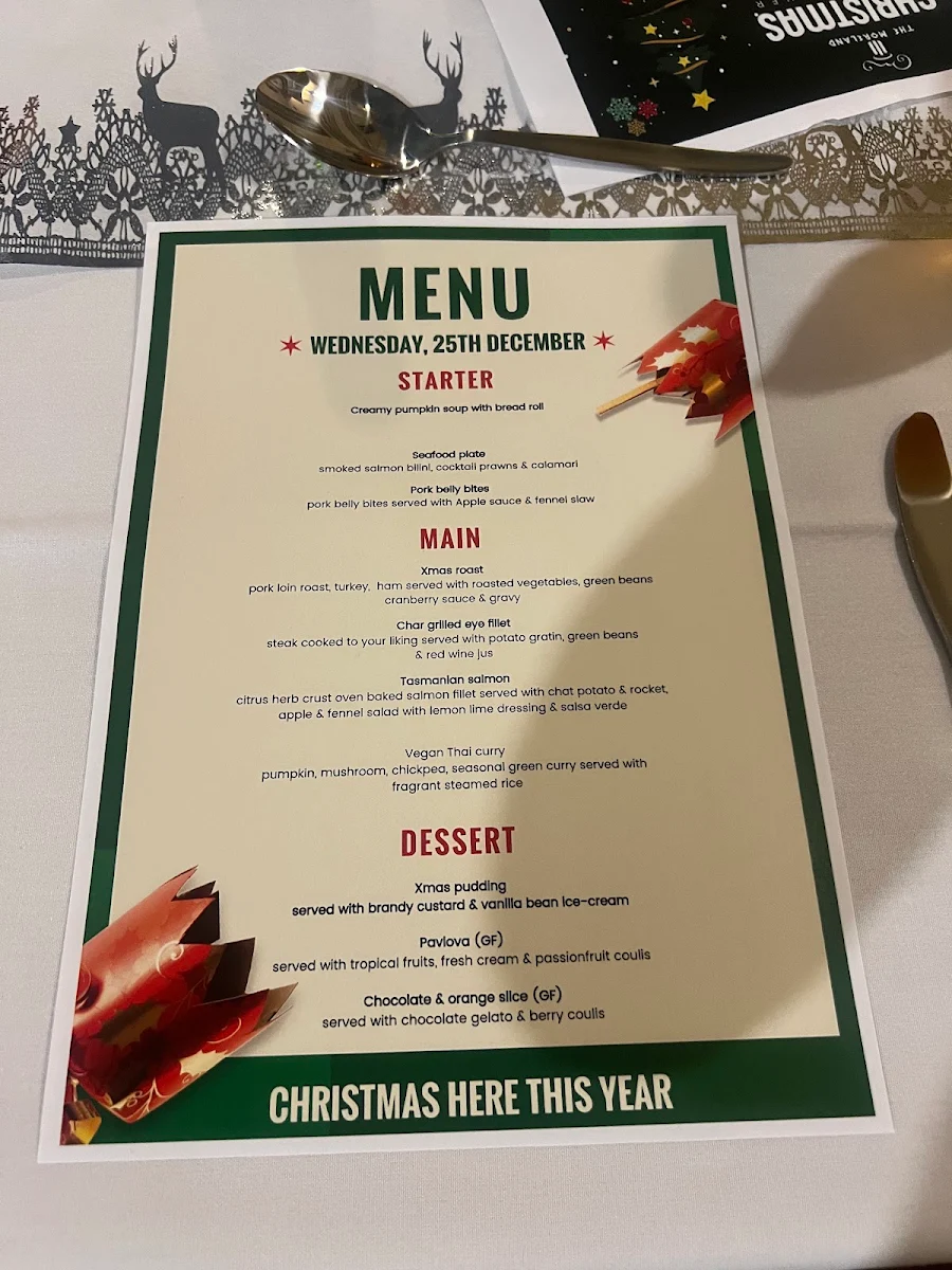 Menu, Moreland Hotel