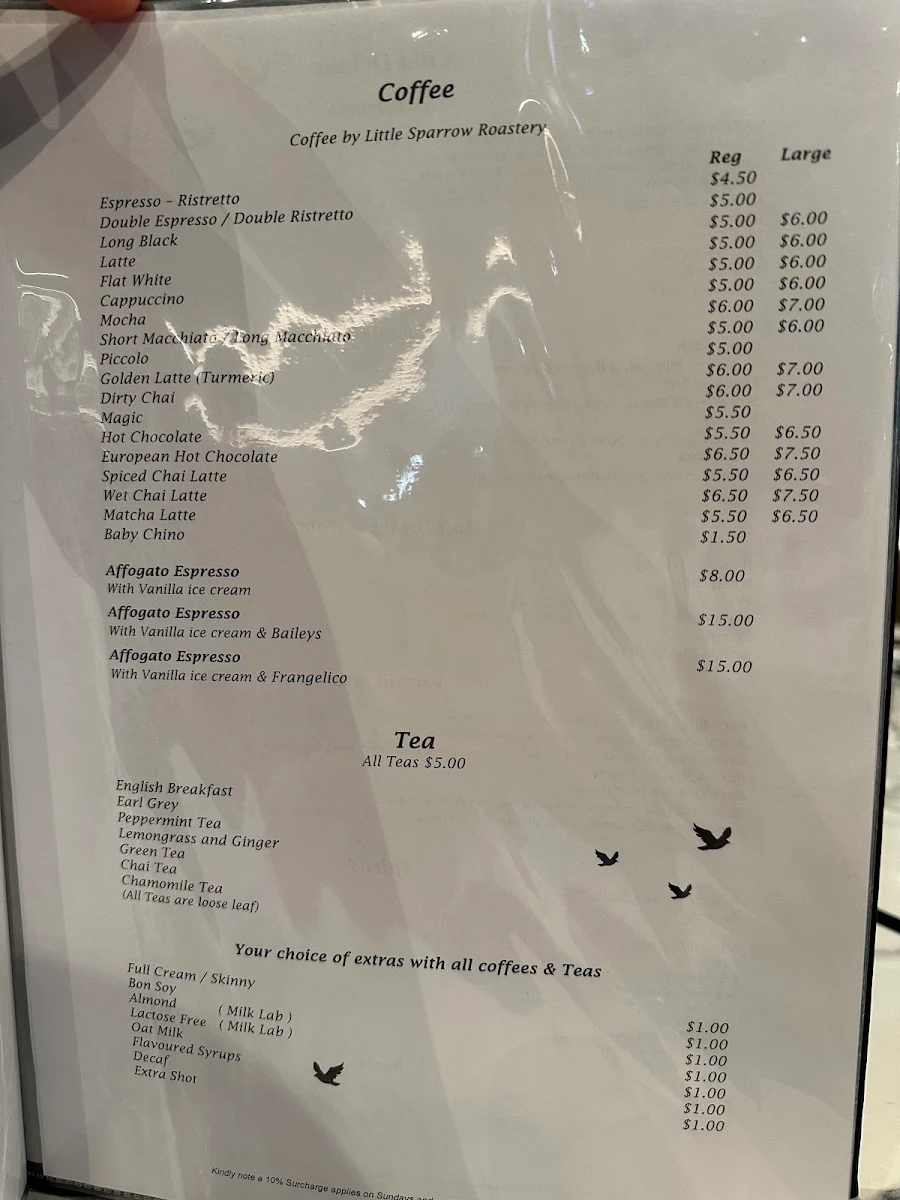 Menu, Sparrow Kitchen