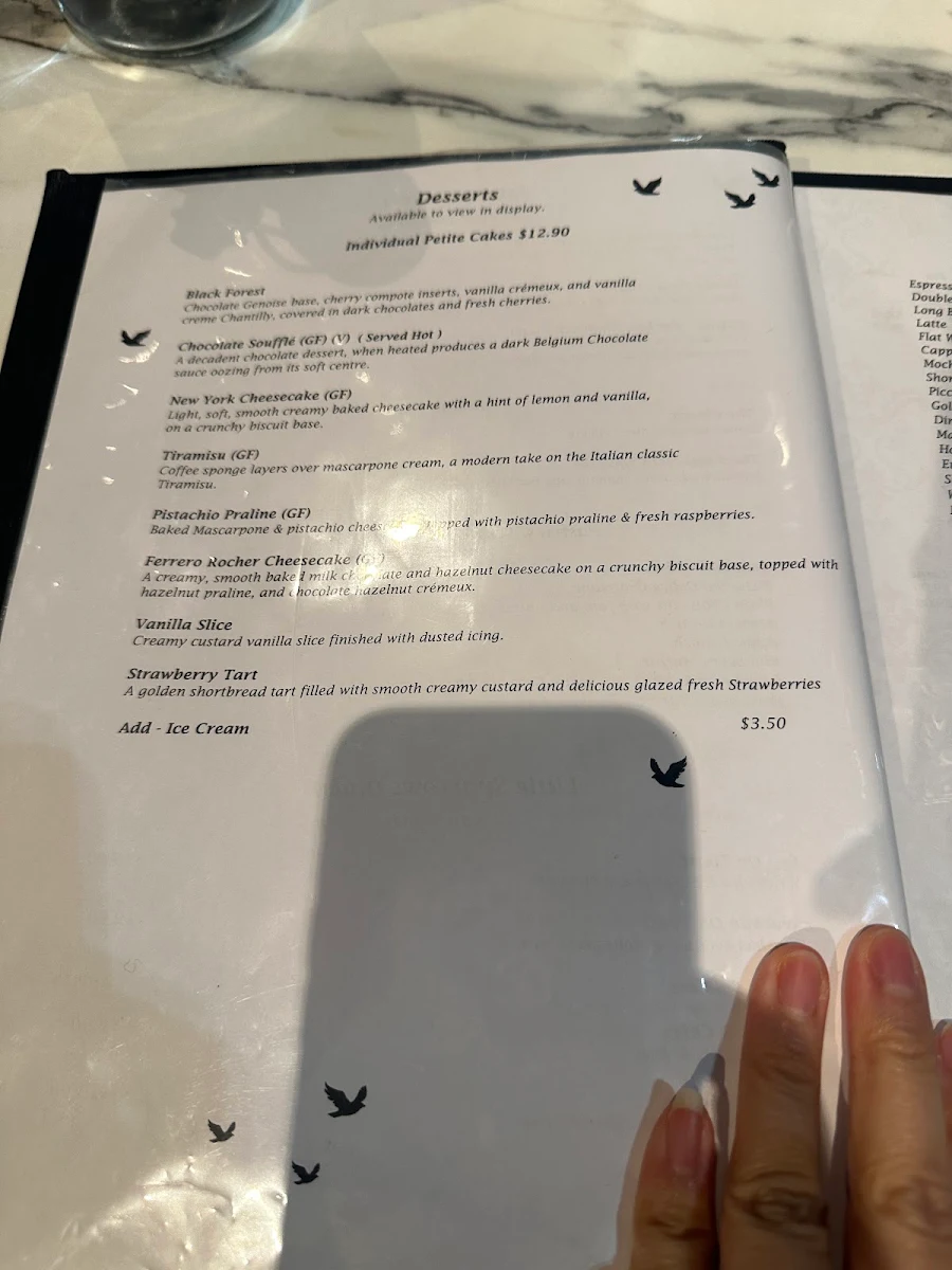Menu, Sparrow Kitchen