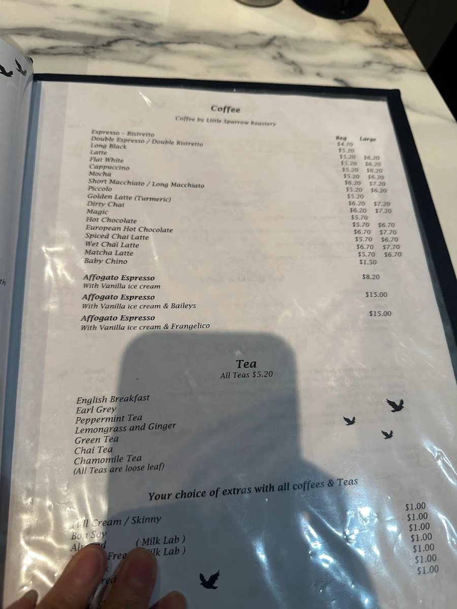Menu, Sparrow Kitchen