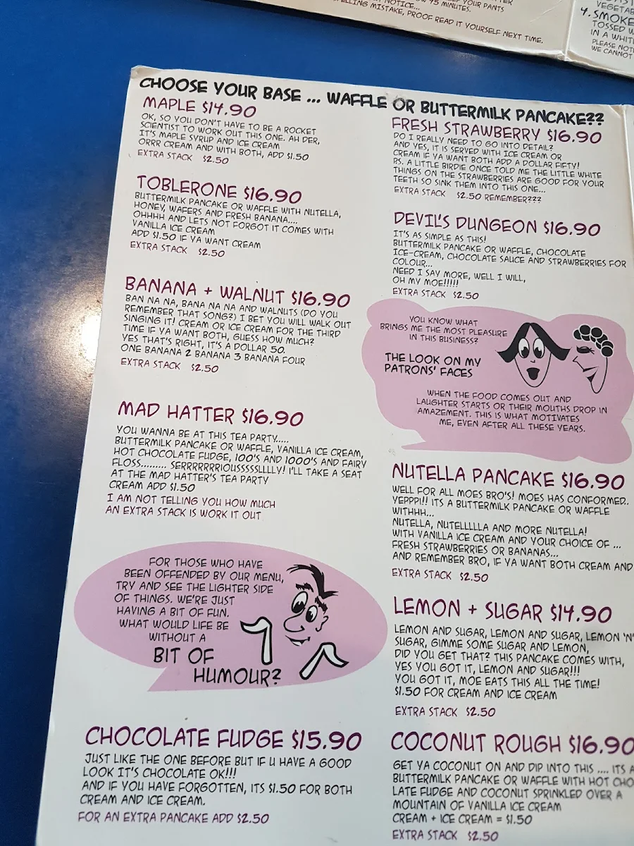 Menu, Lazy Moe's Melton
