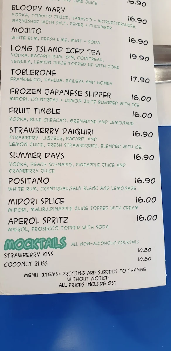Menu, Lazy Moe's Melton
