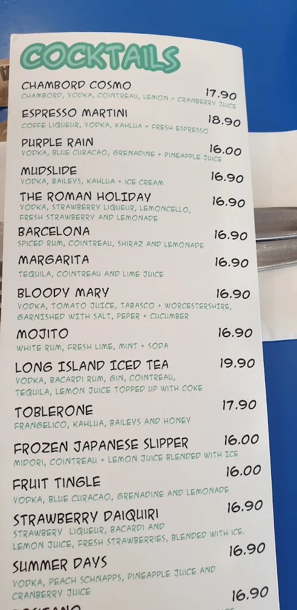 Menu, Lazy Moe's Melton