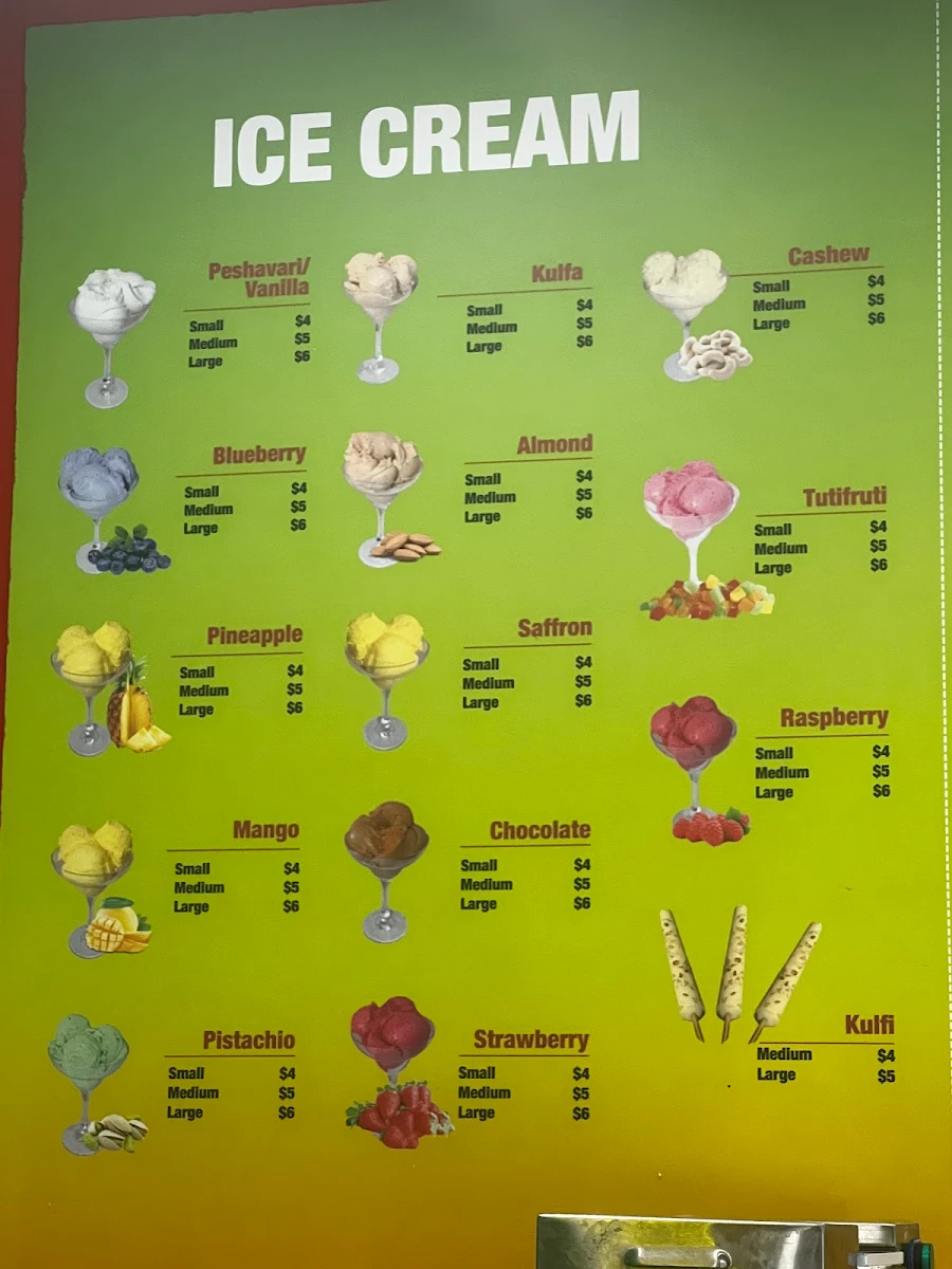 Menu, Agha Juice Mill Park
