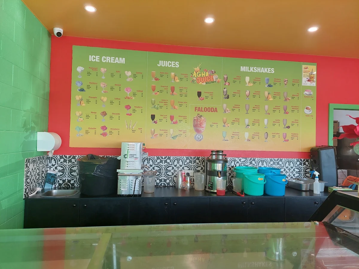 Menu, Agha Juice Mill Park