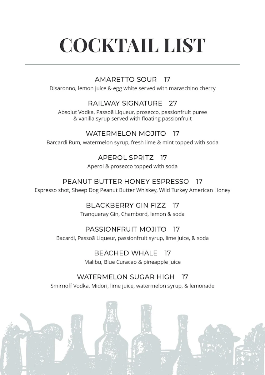 Menu, Railway Hotel