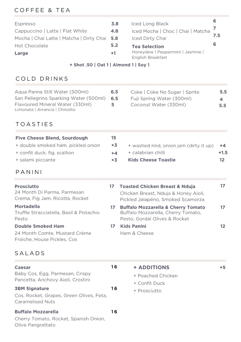 Menu, Three Blind Mice - Providore | Kitchen
