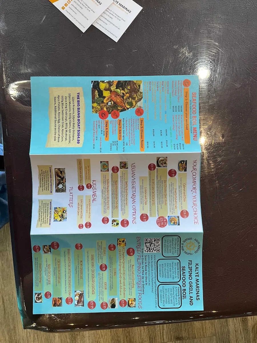 Menu, Kalye Marinas Filipino Grill and Seafood (Ashburton Branch)