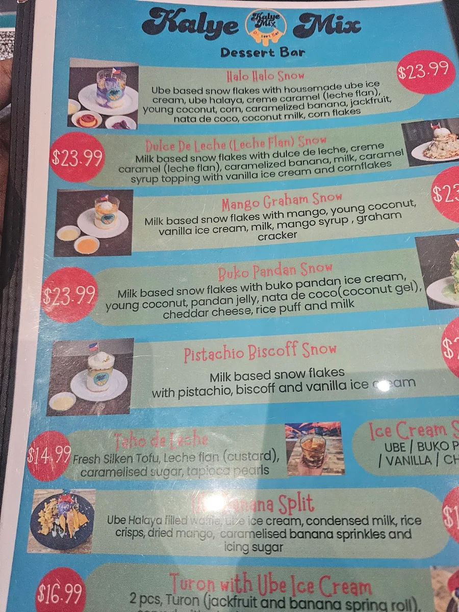 Menu, Kalye Marinas Filipino Grill and Seafood (Ashburton Branch)