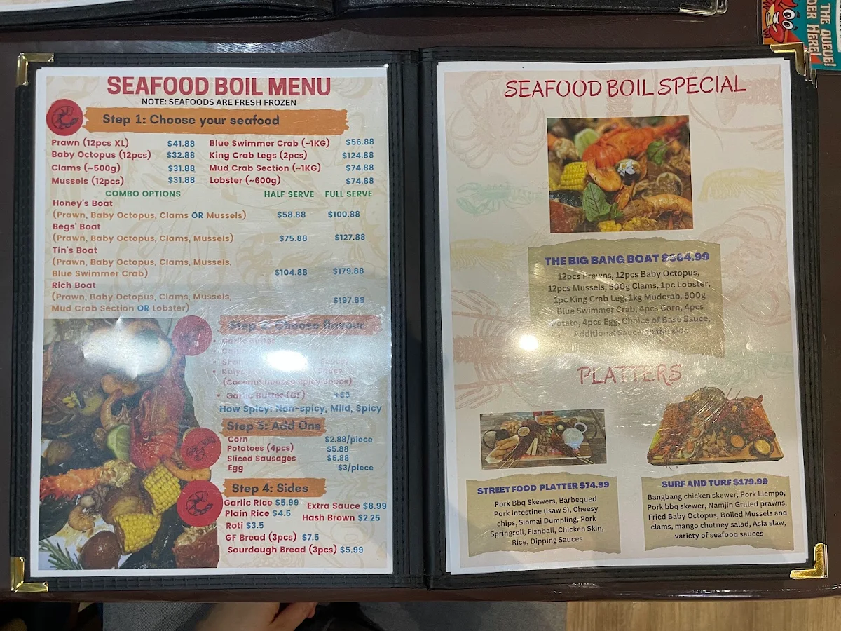 Menu, Kalye Marinas Filipino Grill and Seafood (Ashburton Branch)