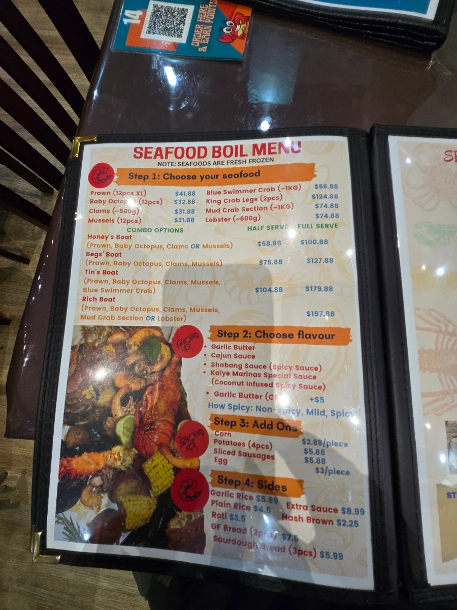 Menu, Kalye Marinas Filipino Grill and Seafood (Ashburton Branch)