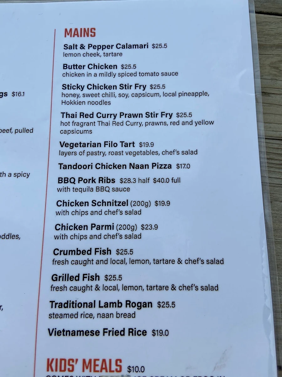 Menu, The Spinnaker