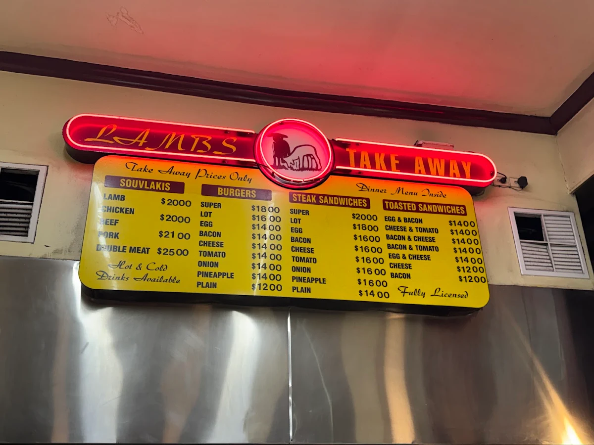 Menu, Lambs on Lygon St