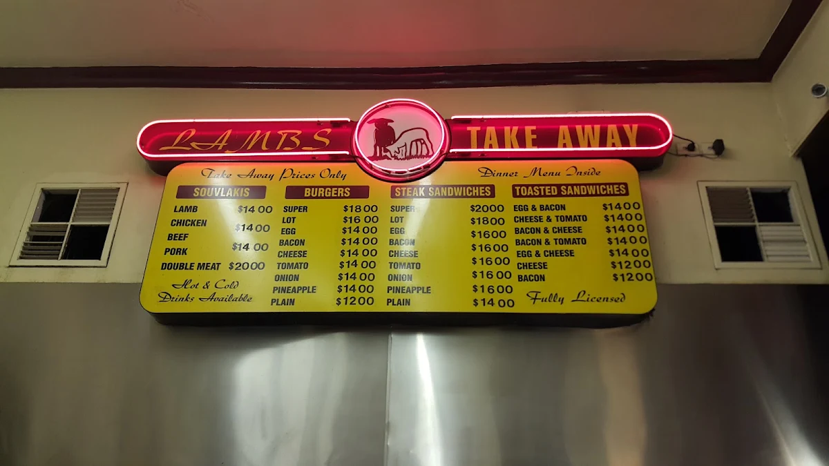 Menu, Lambs on Lygon St