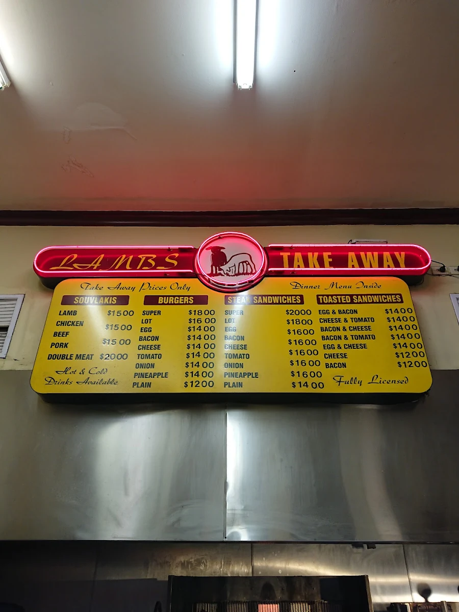 Menu, Lambs on Lygon St