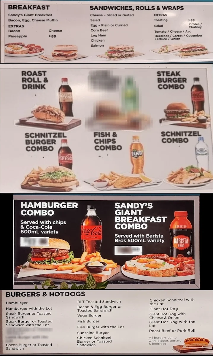 Menu, ZILLMERE SNACK BAR