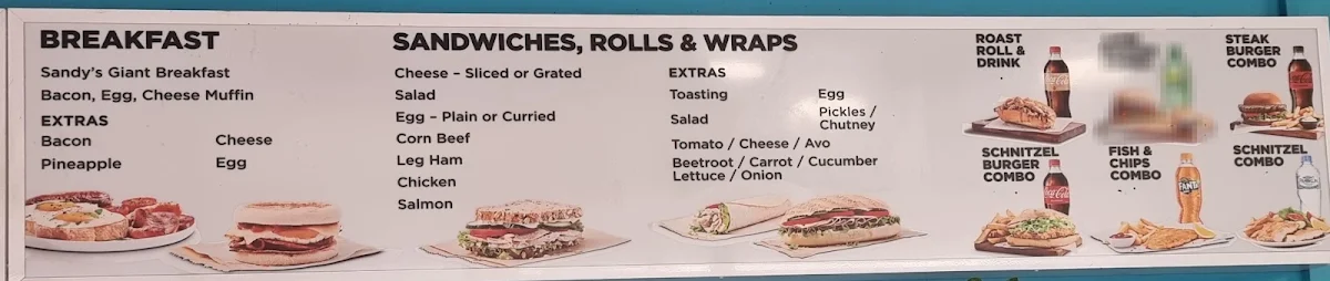 Menu, ZILLMERE SNACK BAR