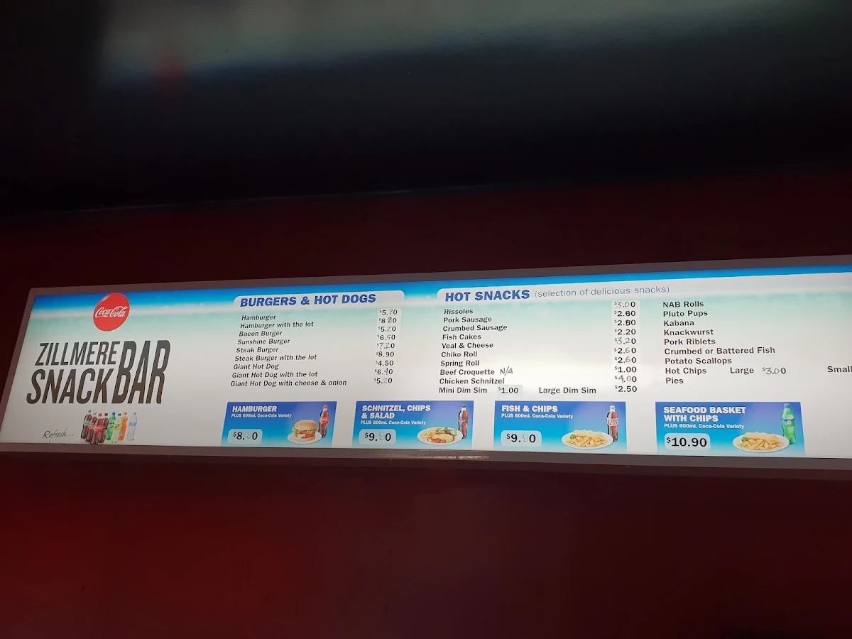 Menu, ZILLMERE SNACK BAR