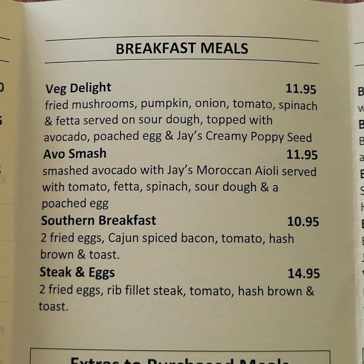 Menu, Jay's Food Emporium Coolangatta