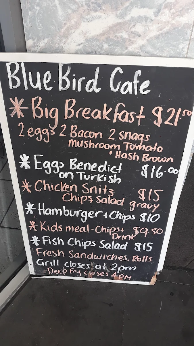 Menu, Bluebird Cafe