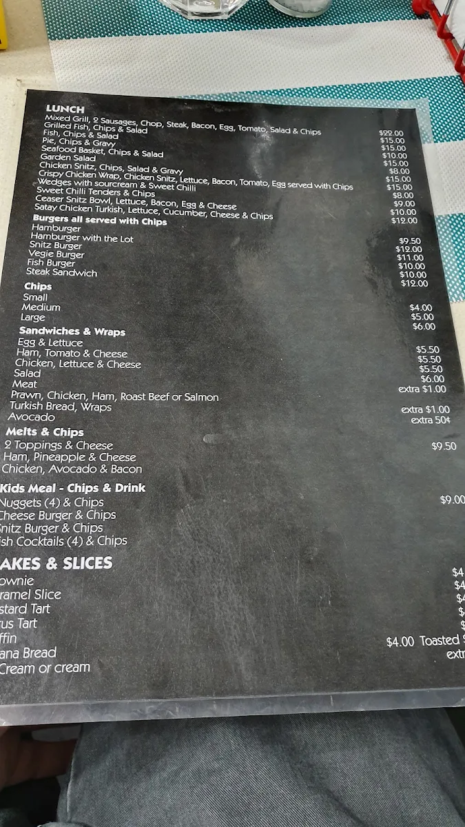 Menu, Bluebird Cafe