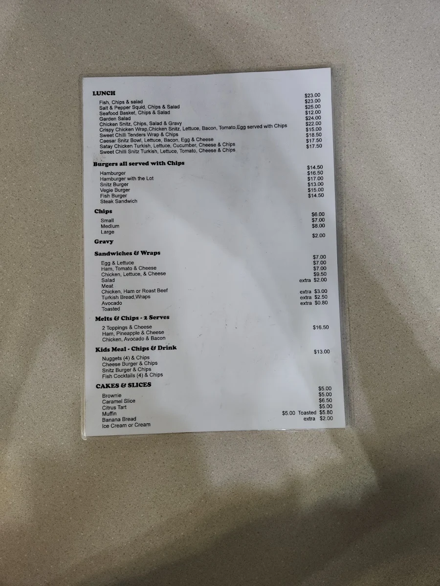 Menu, Bluebird Cafe