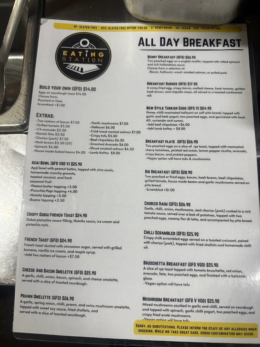 Menu, Eating Station